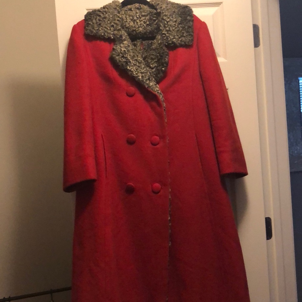 Vintage red wool coat